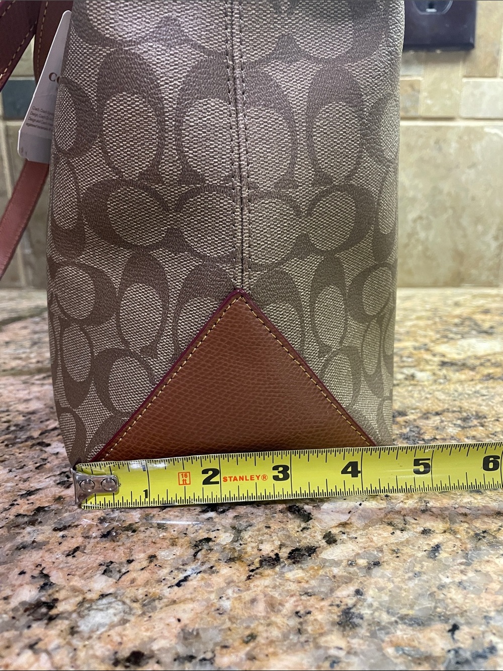 Coach Brown Signature Tote with Chestnut Trim - Picture 4 of 10
